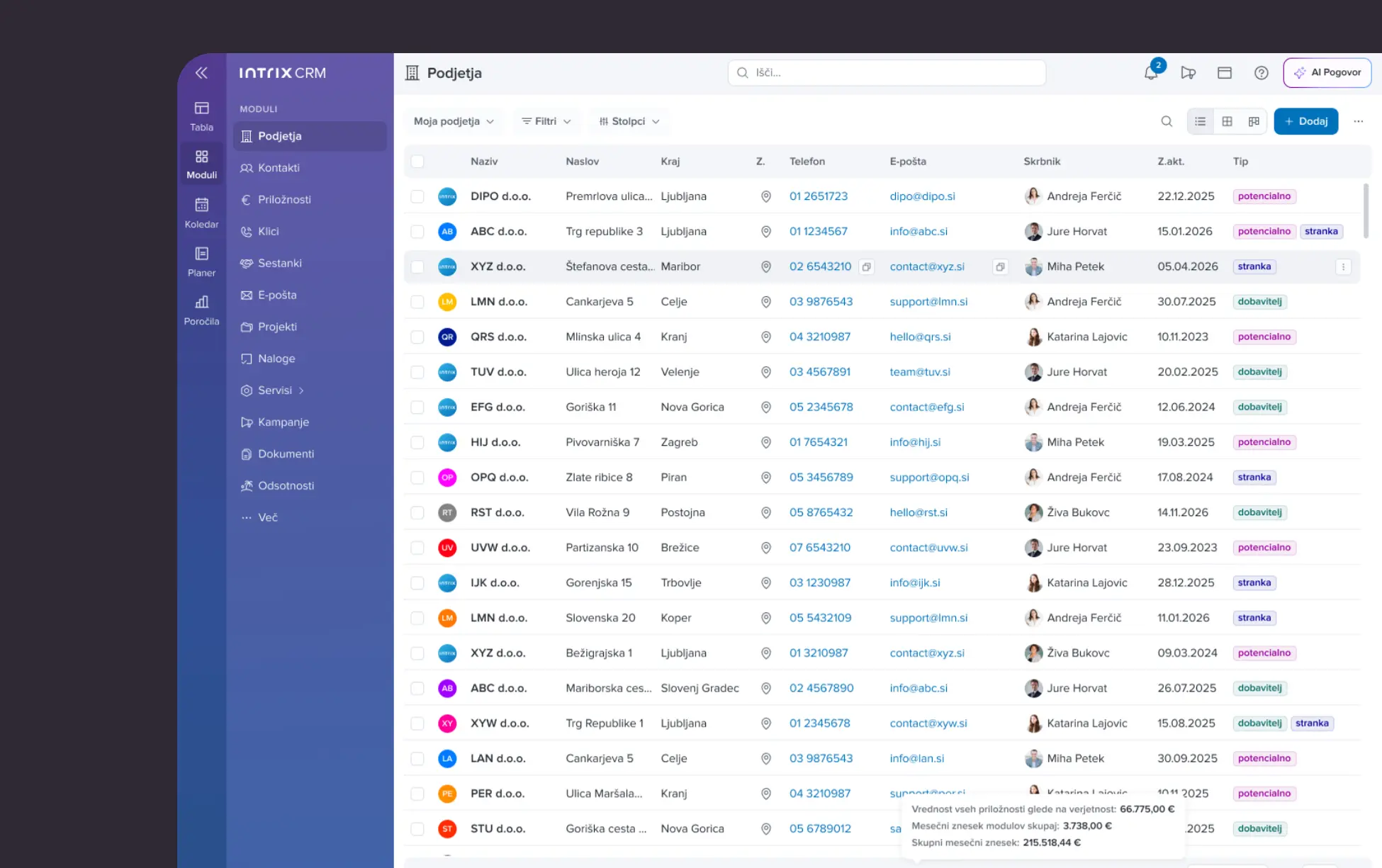Intrix product interface